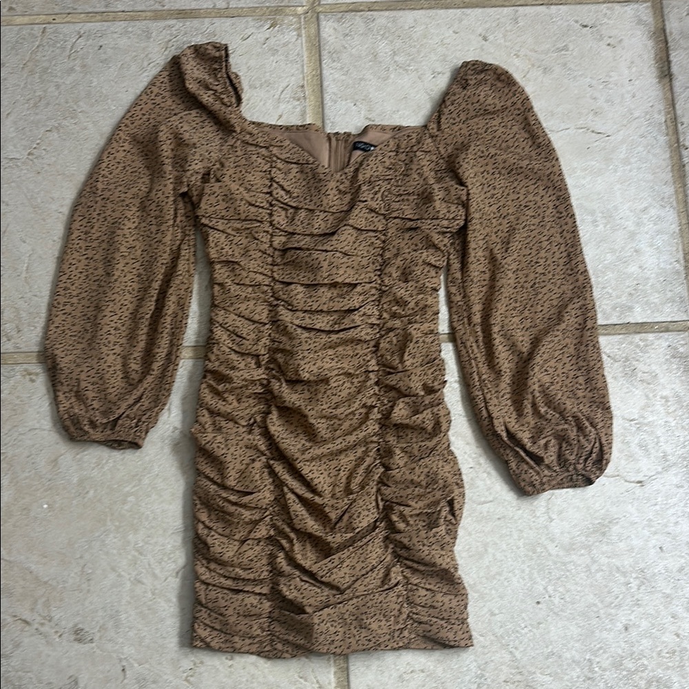 Fashion Nova Tan Patterned Dress